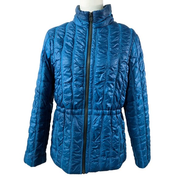 Cabi 914 Poseidon Teal Blue Quilted Zip Puffer Jacket Drawstring Pockets - Picture 1 of 9
